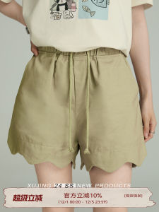 Khaki High Waist Loose Casual Pants Womens Summer New Wave Design Shorts Straight Leg Cotton Casual Trousers for Women