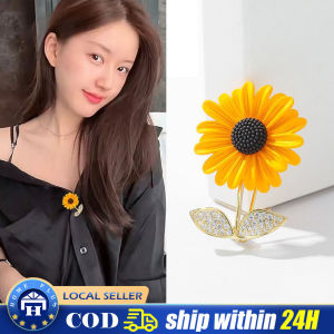 【Local delivery】 1Pc Sunflower Enamel Brooch Delicate Yellow Purple Elegant Women Girls Rhinestone Lapel Pin Clothes Accessories Gift Jewelry