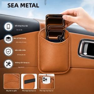 SEAMETAL | Hộp Đựng Đồ Bên Hông Cửa Xe Bằng Da SEAMETAL Có Ngăn Đựng Điện Thoại Ví Chìa Khóa - Phụ Kiện Ngăn Khe Ghế Ô Tô Với Lớp Lót Lông Cừu Bên Trong