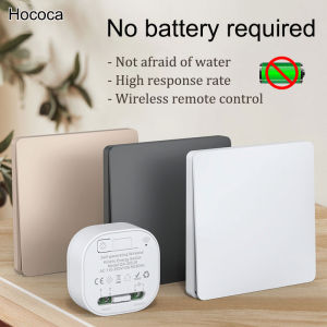 Hococa No Battery Required Wireless Remote Control Switch Rf433mhz Self Powered Waterproof Panel AC 110v-250v Light Switch