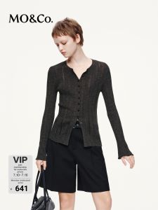 MO&Co. | Round Neck Slim Fit Flared Sleeves Cardigan