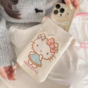กระเป๋าใส่โทรศัพท์มือถือ Sanrio สไตล์การ์ตูนสุดน่ารัก กระเป๋าสะพายข้างแบบถือได้ขนาดเล็ก สำหรับเด็กและเยาวชน