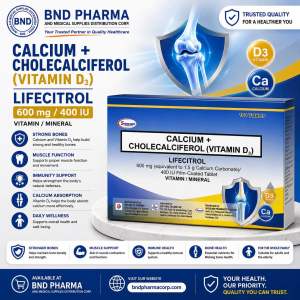 LIFECITEROL Calcium+Cholecalciferol VITAMIN D3 600mg 400 IU film coat tablet FDA Approved BNDCORP