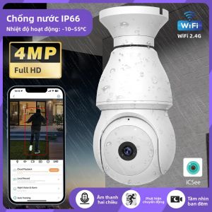 Camera Wifi Thông Minh E27 Sử Dụng Được Trong Nhà Và Ngoài Trời Phát Hiện Chuyển Động Người Chống Nước Xoay PTZ Tầm Nhìn Ban Đêm Màu Sắc Đầy Đủ Đàm Thoại Hai Chiều Tương Thích Với iCsee