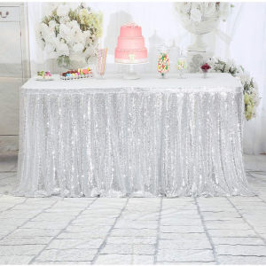 Tablecloth Sequin Table Skirt Cover for Wedding Birthday Party Banquet Party Decor Conference Meeting Activity Rectangle Table Cover Christmas Decorations Suitable for Round/Rectangular/Square Table