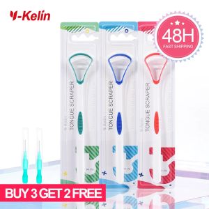 Y-Kelin Sales Silicone Tongue Scraper Brush Cleaning  Food Grade Single Oral Care To Keep Fresh Breath 3Color Pack No.12026