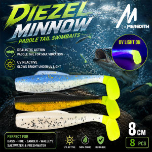 Meredith | MEREDITH Fishing Lures 8cm / 5.9g / 8pcs UV Glow Paddle Tail Swimbait Soft Bait For Pike Barsch Zander Fish