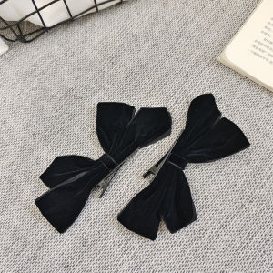 Retro Black Velvet 3D Butterfly Knot Hair Clip Popular Girl Versatile Hair Accessories Korean Sweet Side Hair Clip