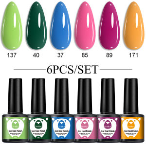 6-piece long effect nail gel set LED transparent nail polish DIY nail enhancement design washable and removable nail art paint