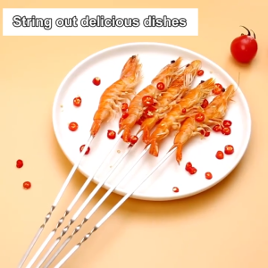 【Woody】304 Stainless Steel Barbecue Sign BBQ Stick Drill Meat Lamb String Iron Skewer Tools Tube Needle bbq 不锈钢烧烤串