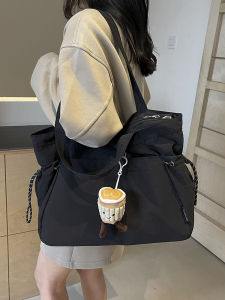 Large Capacity Commuter Tote Bag Womens 2024 New Style Handheld Shoulder Bag for Work Leisure Travel Daily Use Nylon Material