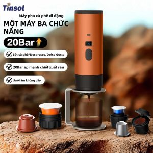 Máy Pha Cà Phê Điện Không Dây TINSOL Sử Dụng Viên Nang Di Động Dùng Cho Ô Tô Nhà Cửa Cắm Trại Du Lịch Làm Bằng Thép Không Gỉ Có Chức Năng Làm Nóng