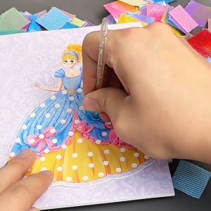 Fabric Art Craft Kit for Girls Boys - Princess Dream Fantasy Dress-Up Craft Toy Mainan Budak Perempuan Lelaki 手工DIY戳戳乐女孩公主梦幻戳戳画手工材料包儿童换装贴纸玩具