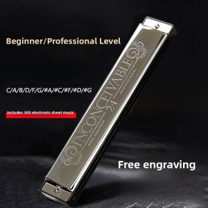 Swan Harmonica 24-Hole Beginner Student Childrens Polyphonic Adult Professional Bass C-Tune Sound Brand Harmonica Instrument
