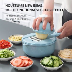 9/12 In 1 Multifunction Kitchen Drain Basket & Vegetable Cutter Silk Planer Bowl Washing Kitchen Strainer