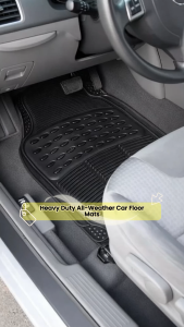 AKIOKI Heavy Duty Car Rubber Floor Mats Set – Universal All-Weather Anti-Slip Floor Mat for Sedan Cars