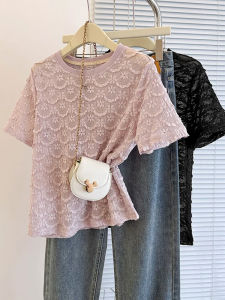 Shalldoer | Lace Hollow-out Short Sleeve T-shirt