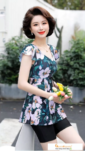 Đồ bơi trung niên big size liền quần đồ đi biển kín đáo GLSWIM113