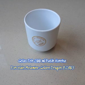 Gelas Teh 200 ml Putih Horeka Porcelain Melamine - Golden Dragon B2803