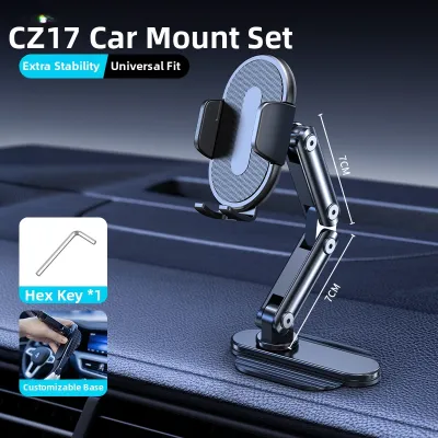 LEAISI | Magnetic Car Phone Holder Adjustable Angle Foldable Long Base