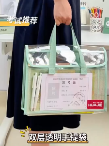 PVC Transparent File Bag Waterproof Document Organizer Large Capacity for School Office Travel