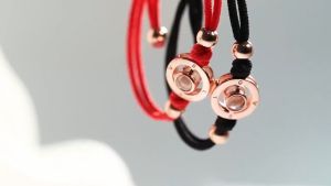 Valentines Day Gifts Time Projection 100 Languages I Love You Couple Bracelet Braided Rope Copper Bead Bracelet