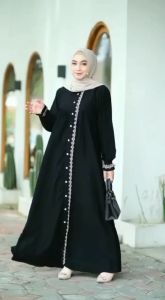 GAMIS ABAYA HITAM JETBLACK TERBARU SIZE STANDAR JUMBO S-XXL // BAJU GAMIS WANITA MUSLIM TERBARU 2025 GAMIS ABAYA HITAM JETBLACK PREMIUM QUALITY