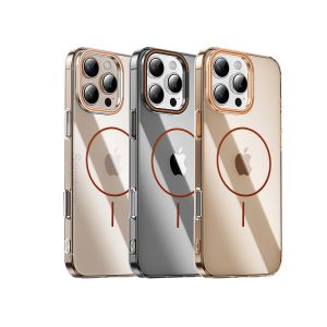 Sanptoch เคสโทรศัพท์ขาตั้งเลนส์ Magsafe สำหรับ iPhone 16 15 14 Pro Max ฝาหลัง PC ใสสำหรับ iPhone 16 Pro Max เคสแข็งไม่เป็นสีเหลืองพร้อมที่ใส่เลนส์กล้องถ่ายรูป