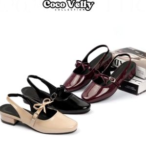 Sepatu Pantopel wanita COCO VELLY  tinggi 3 cm hitam krem marun kerja sekolah