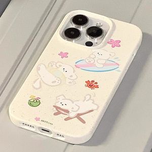 เคสโทรศัพท์แบบนุ่มพื้นผิวหยาบกันกระแทกแบบย่อยสลายได้ ลายสุนัขสีขาว สำหรับ Apple 15/14 11/12promax 13pro 13promax 13mini 13pro Max