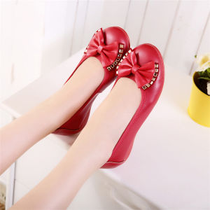 Spring and Autumn New Genuine Leather Flat White Shoes Mother Shoes Large Size Soft Bottom Pregnant Womens Shoes Korean Style Low-Cut Gommino