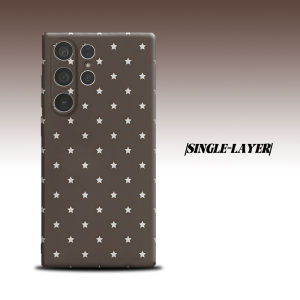 Taupe White Grid Star For Samsung Galaxy S26 S25 S24 A56 A36 Dual Layer Luxury Fashion Full Lens Protective Case