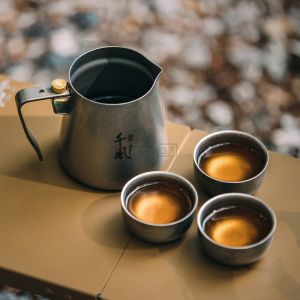 Thous Winds Qianfeng Tea Ceremony Titanium Tea Set Pure Titanium Outdoor Tea Set Suit Portable Double-Layer Tea Coffee Pot