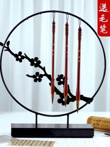 Retro Chinese Style Iron Art Pen Holder Display Stand Calligraphy Brush Drying Rack Cultural Supplies Business Needs