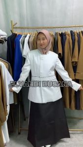 Blazer Wanita Baju Kerja Kantor Seragam PDH PNS Pemda Dinas Guru ASN Wanita Atasan Kombinasi Batik Setelan Rok Span Rok A Celana Panjang kode 7007 warna Putih Hitam