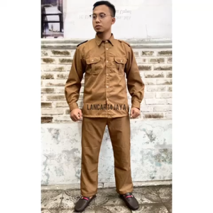 Seragam PNS Pemda Pemkot Pemkab Baju dinas Aparatur Pemerintahan Baju Guru Pegawai Negeri Sipil Pns khaki Panjang Seragam Pemda pria lengan panjang Kemeja Dan Celana Keki Set - Lazada