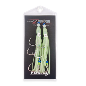 TEASER 2pc/bag High-carbon steel PE binding wire fishing hook with night light and biomimetic squid skin three-string hook
