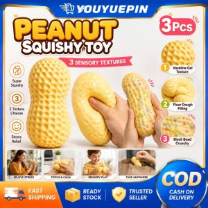 YOUYUEPIN 3pcs Simulated Vaseline Peanut Squishy Toy Handmade Crunchy Squeeze Ball ASMR Stress Relief Slow Rising Fidget Toy