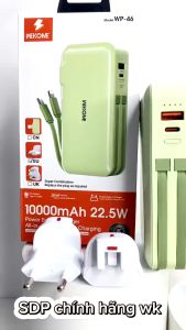Sạc dự phòng Wekome pin sạc dự phòng 10000mAh WP-46 hỗ trợ sạc nhanh tích hợp phích cắm tiện lợi-Happy Home 4U
