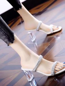 Fashionable Crystal Heel Fairy Style Open-Toe Womens Sandals Summer New Arrival High Heels Rubber Outsole Smooth Leather