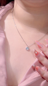 Lore Jewellery - Kalung Wanita Korea Moissanite Silver Lapis Emas 18K - Poppy Flower Necklace 0.5ct