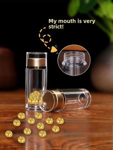 Golden Bean Storage Bottle Classy Glass Bottle Storage Little Golden Beans Golden Melon Seeds Gold Sealed Jar Mini Empty Bottle Zy