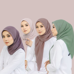 Jifang Muslim Plain Bubble Chiffon Square Scarf Square Bawal Hijab 110x110cm WJ938