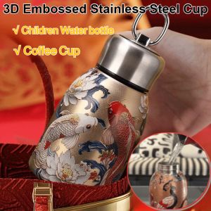 3D Embossed Little Chubby Stainless Steel Insulated Travel Mug - Vacuum Coffee Cup & Gift Bottle