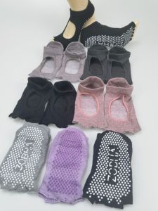 ถุงเท้าโยคะผ้าฝ้ายสําหรับผู้หญิงฤดูใบไม้ผลิฤดูร้อนแพ็ค 10 หลอดสั้นกีฬาพิลาทิสฟิตเนส Anti-SLIP GEL Foot Pad