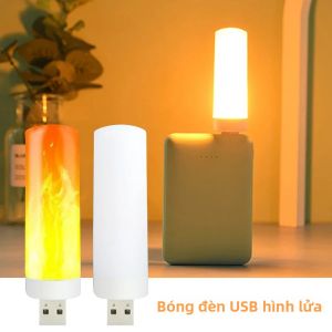 USB Đèn Ngủ LED Flameless Hiệu Ứng Ánh Sáng Nến Mô Phỏng Ngọn Lửa Bóng Đèn Nhấp Nháy Đèn Ngủ LED Để Tâm Trạng Trang Trí Phòng