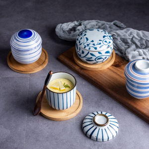 Japanese Style Ceramic Dessert Egg Cup Childrens Egg Bowl Baby Steamed Egg Pudding Bowl Water Separation Steaming Cover Bowl