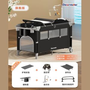 Dearvader Portable Folding Baby Bed Large Bed Extension Mobile Newborn Baby Diaper Table Lightweight Childrens Furniture