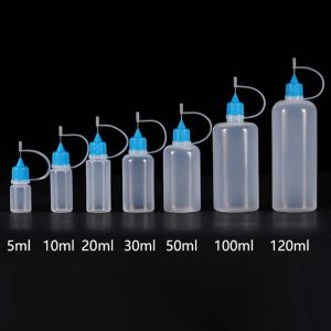 1pc 20-120ml Refillable Dropper Bottles PE Plastic with Precision Needle Tip Squeezable Applicator for Oils & Chemicals