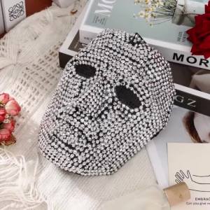 Full Face Rhinestone Mask Luxury Crystal Masquerade Mask for Halloween Rave Party Cosplay Club Costume Accessories 3 Colors